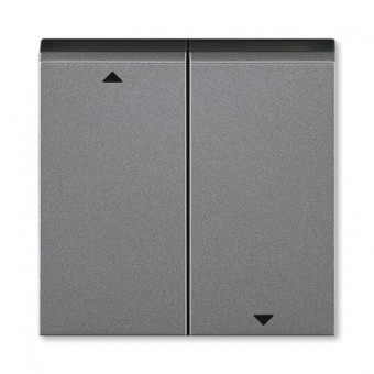 kryt spínače žaluziového kolébkového, dělený, s potiskem; ocelová/kouř. černá, design LEVIT M